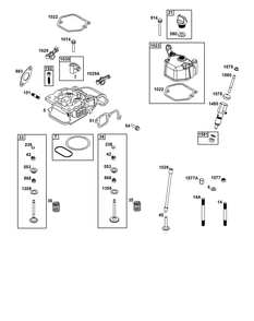 Cylinder Head Group Diagram and Parts List for 131D05-0002-01 100000 - 19Z999 Briggs and Stratton Engine